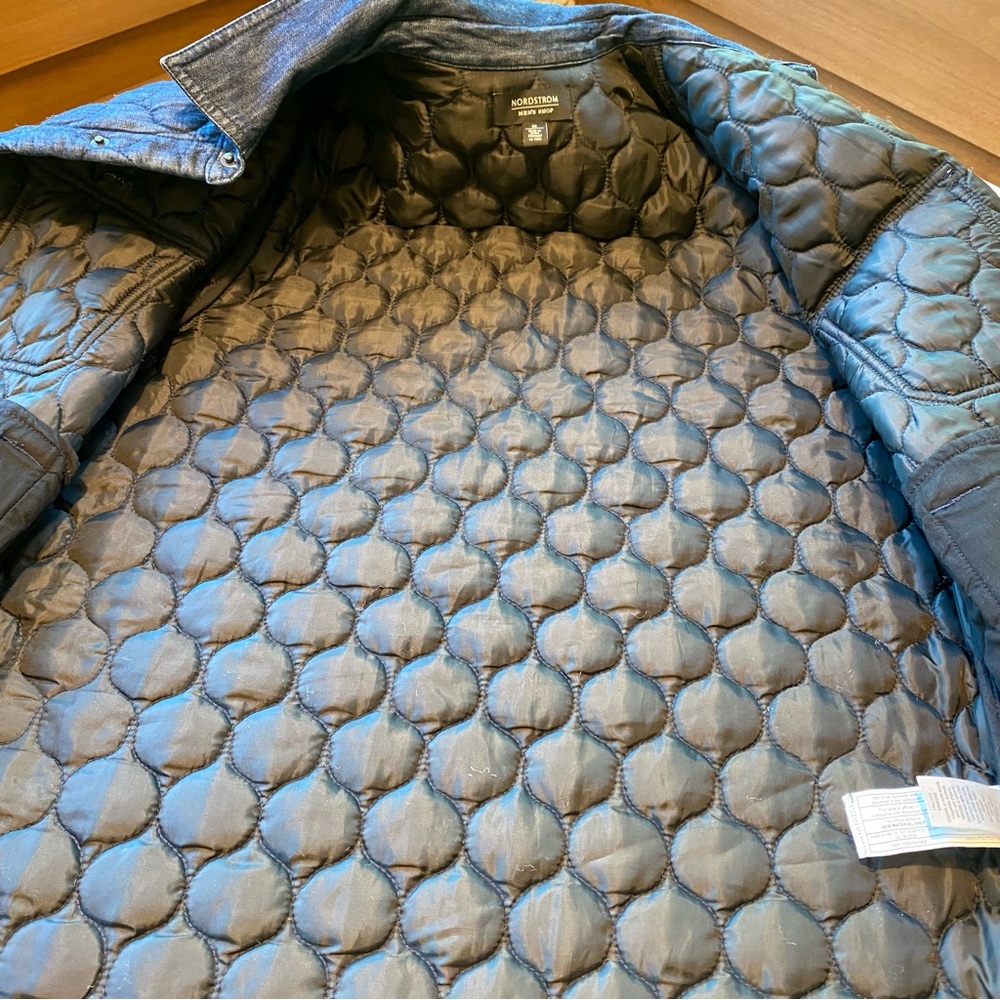 Nordstrom Mens Quilted Denim snap front Shirt Jacket - Picture 8 of 8